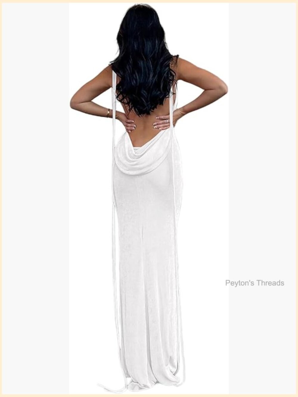 Backless Halter Cowl Neck Bodycon Maxi Dress Spaghetti Strap Sexy Cocktail - Picture 1 of 7
